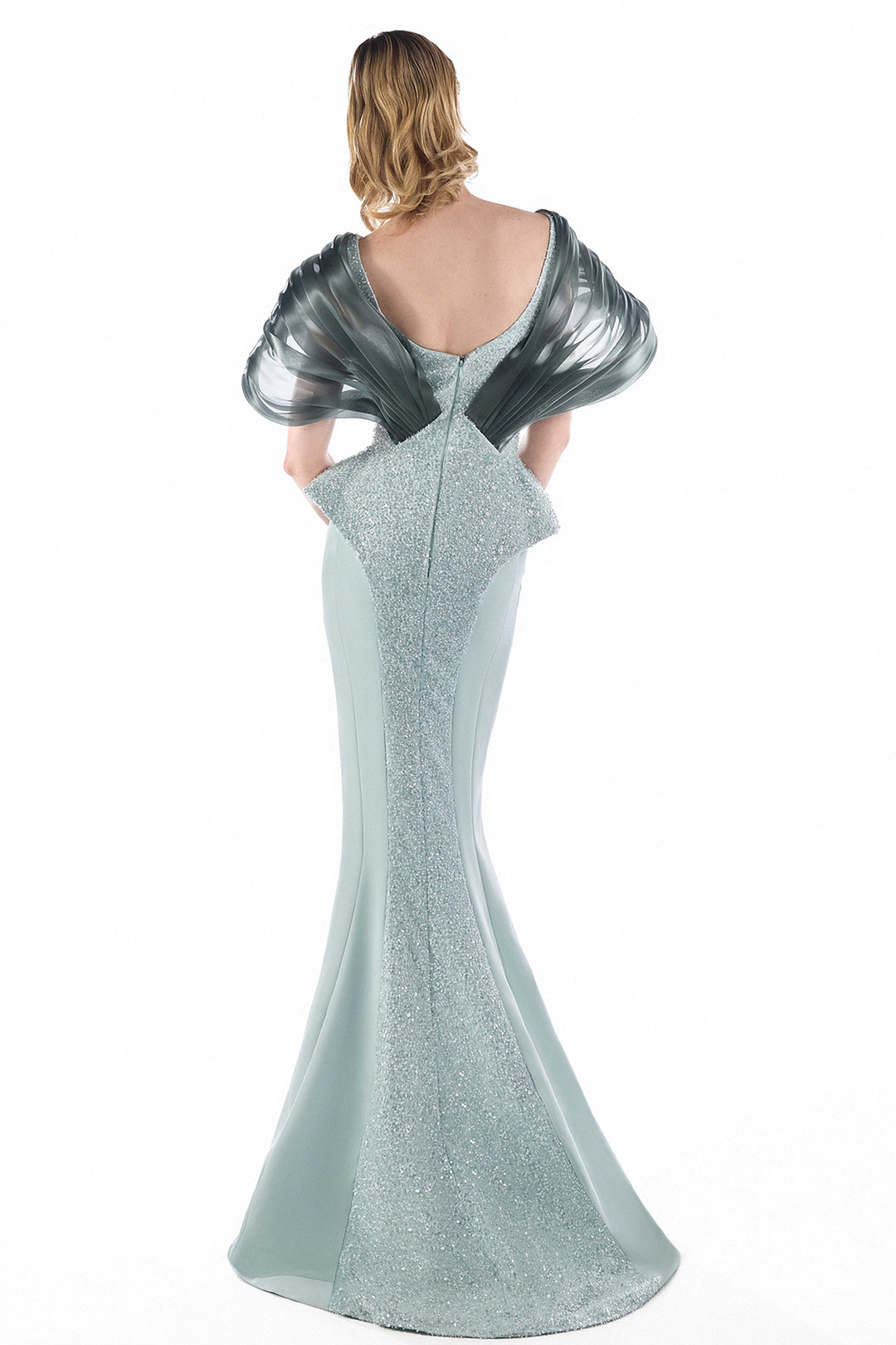 Crystal Beaded Organza Mermaid Dress