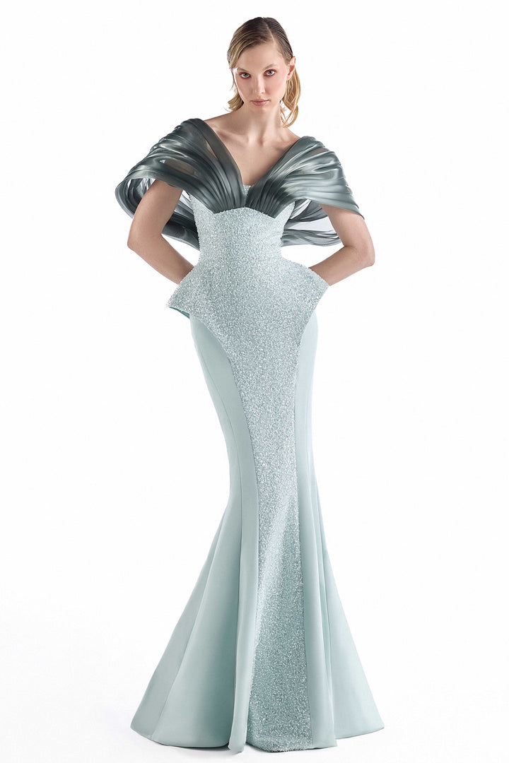 Crystal Beaded Organza Mermaid Dress