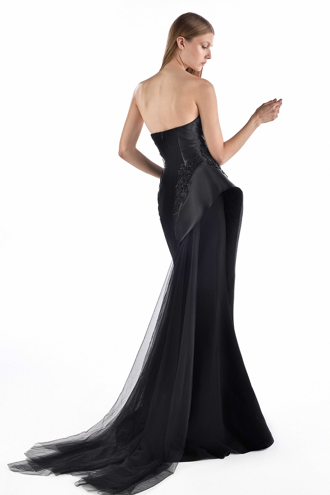 Sculpted Organza with Peplum Mermaid Dress