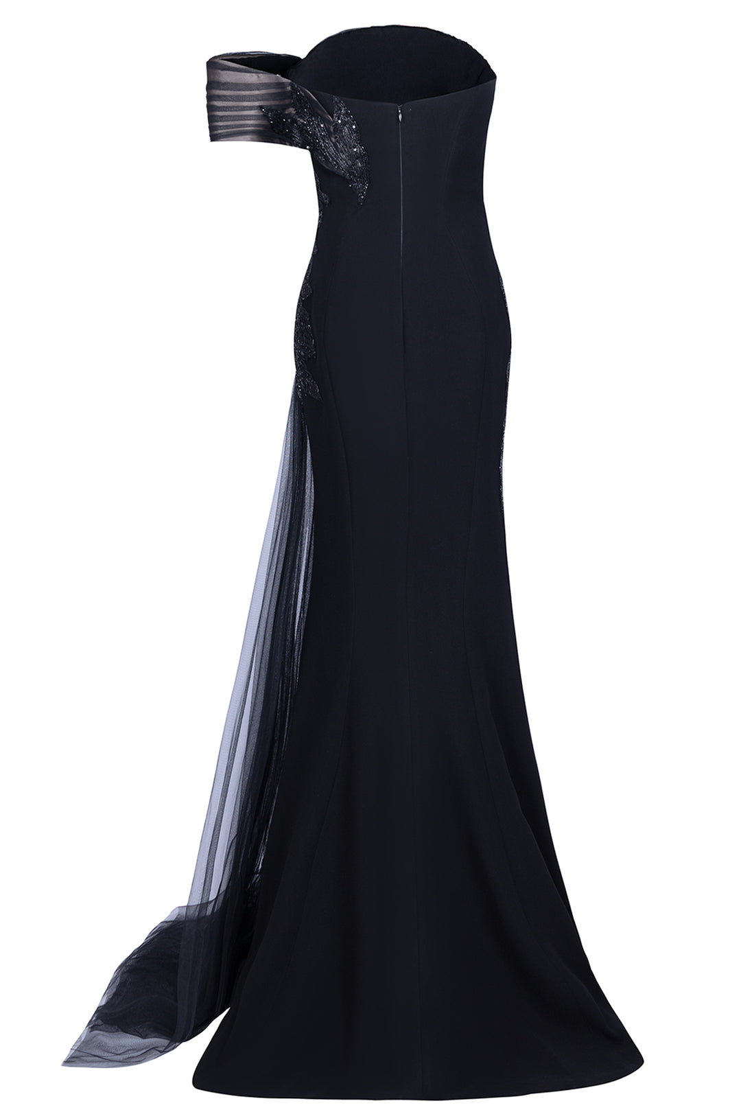 One-Shoulder with Striped Tulle Dress