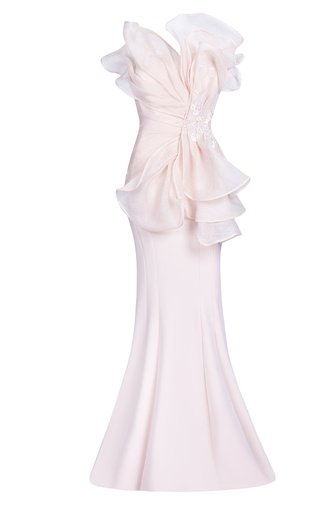 Ruffled Crepe and Organza Mermaid Dress