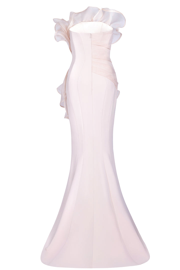 Ruffled Crepe and Organza Mermaid Dress