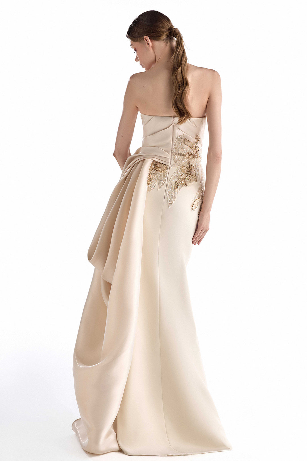 Strapless Embroidered Lace with Column Dress