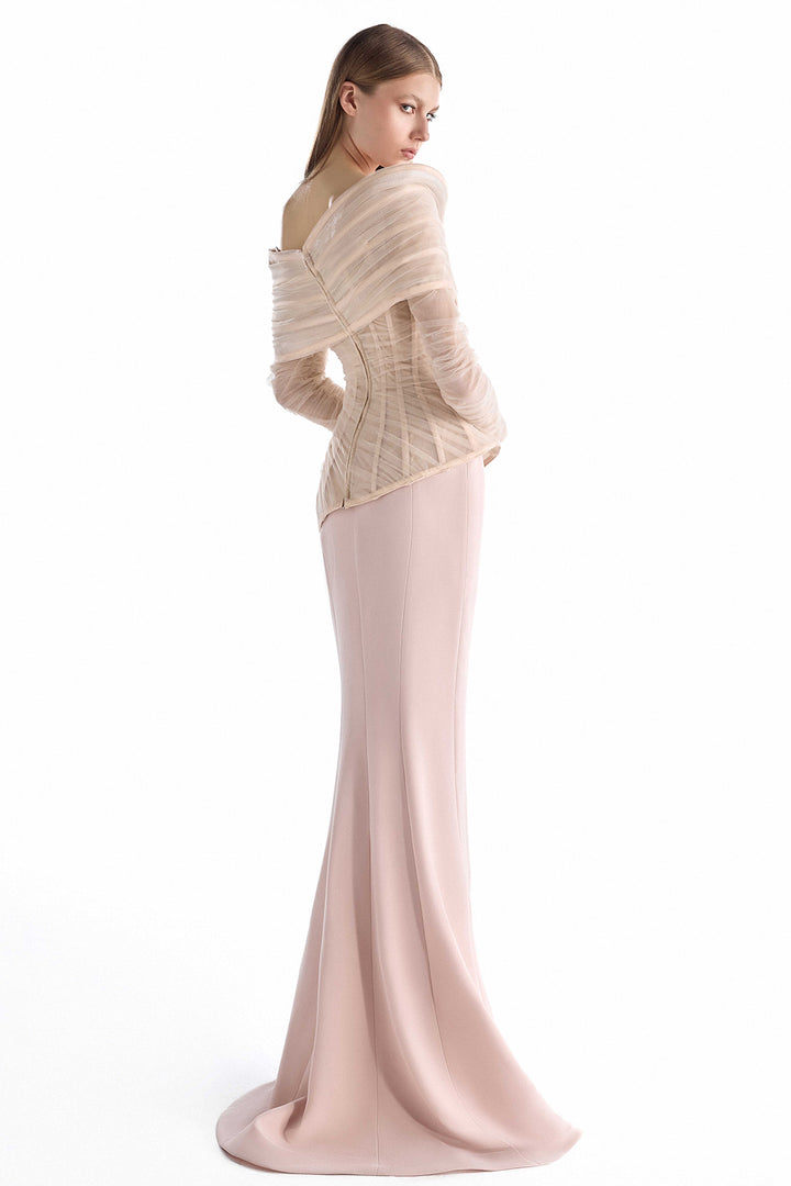 Off-the-Shoulder with Long Sleeve Peplum Dress