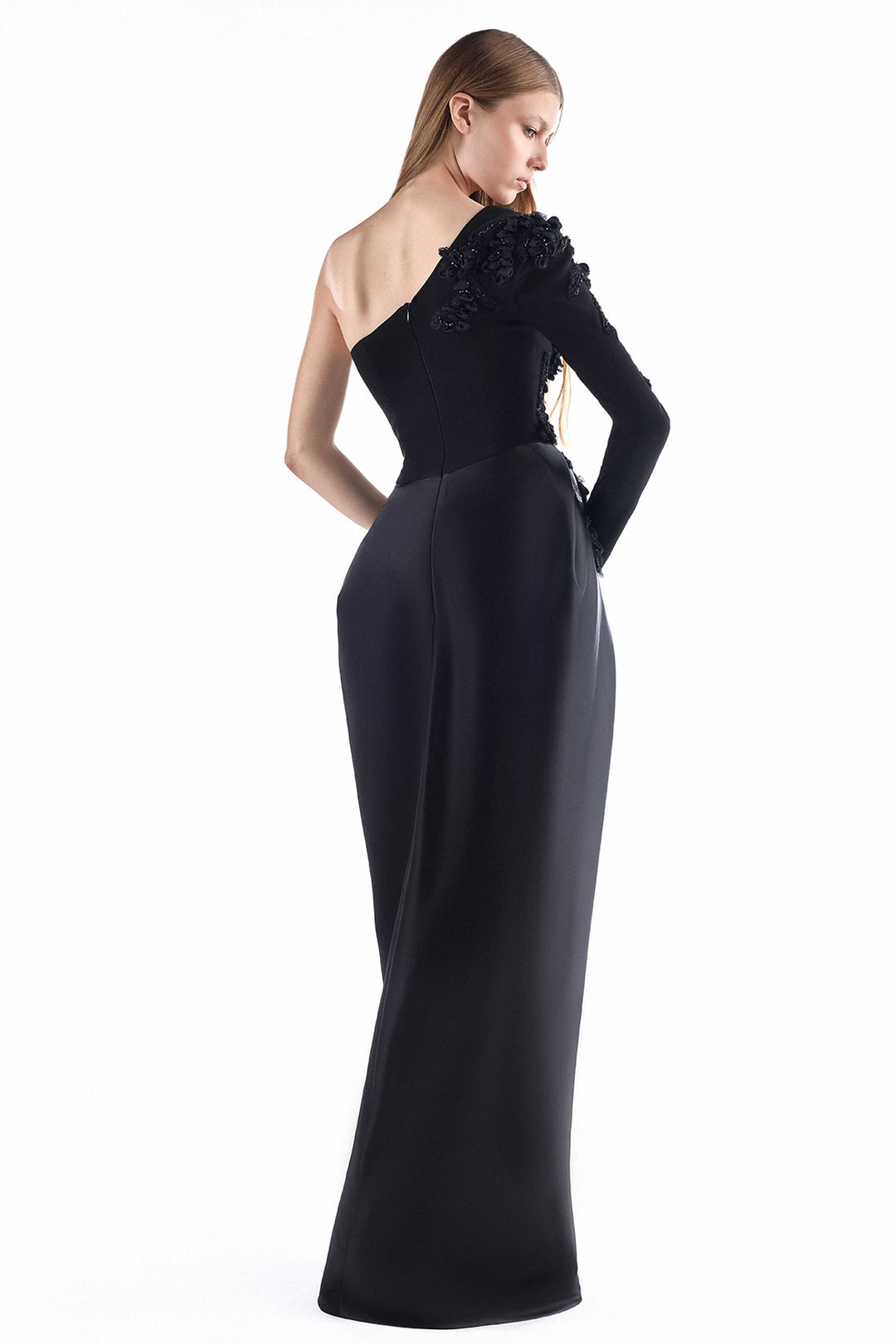 Asymmetrical with One-Shoulder Embroidered Dress