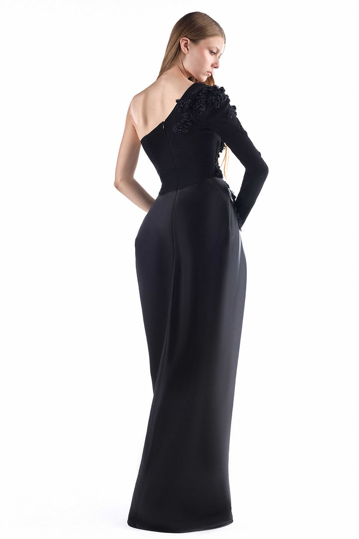 Asymmetrical with One-Shoulder Embroidered Dress