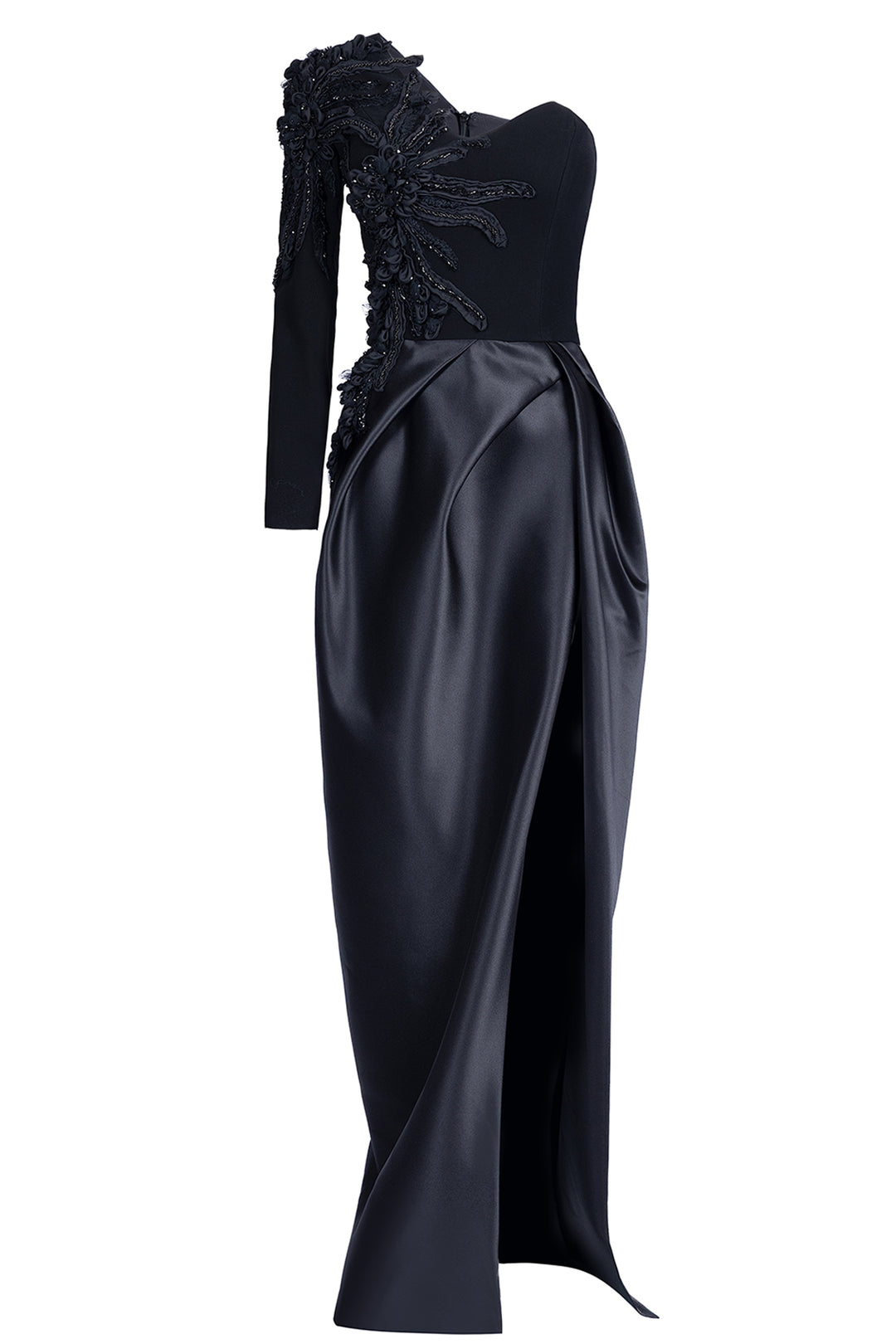 Asymmetrical with One-Shoulder Embroidered Dress