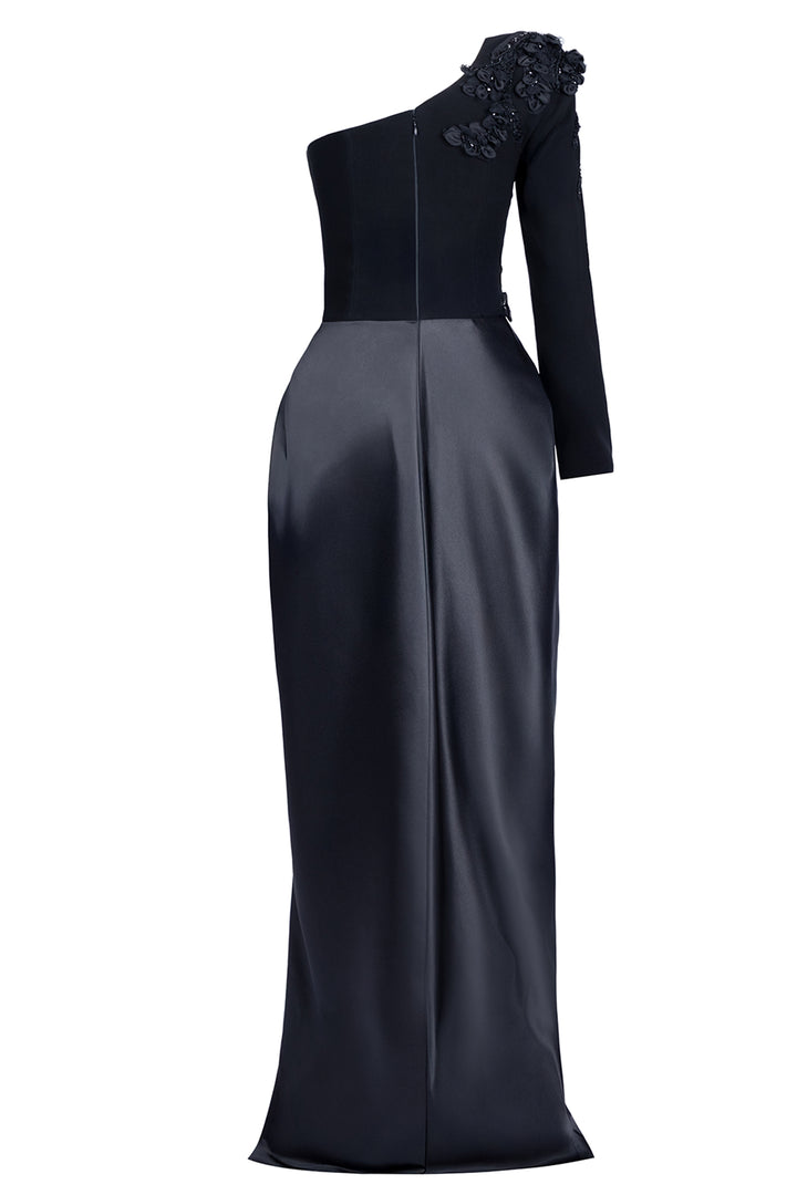 Asymmetrical with One-Shoulder Embroidered Dress