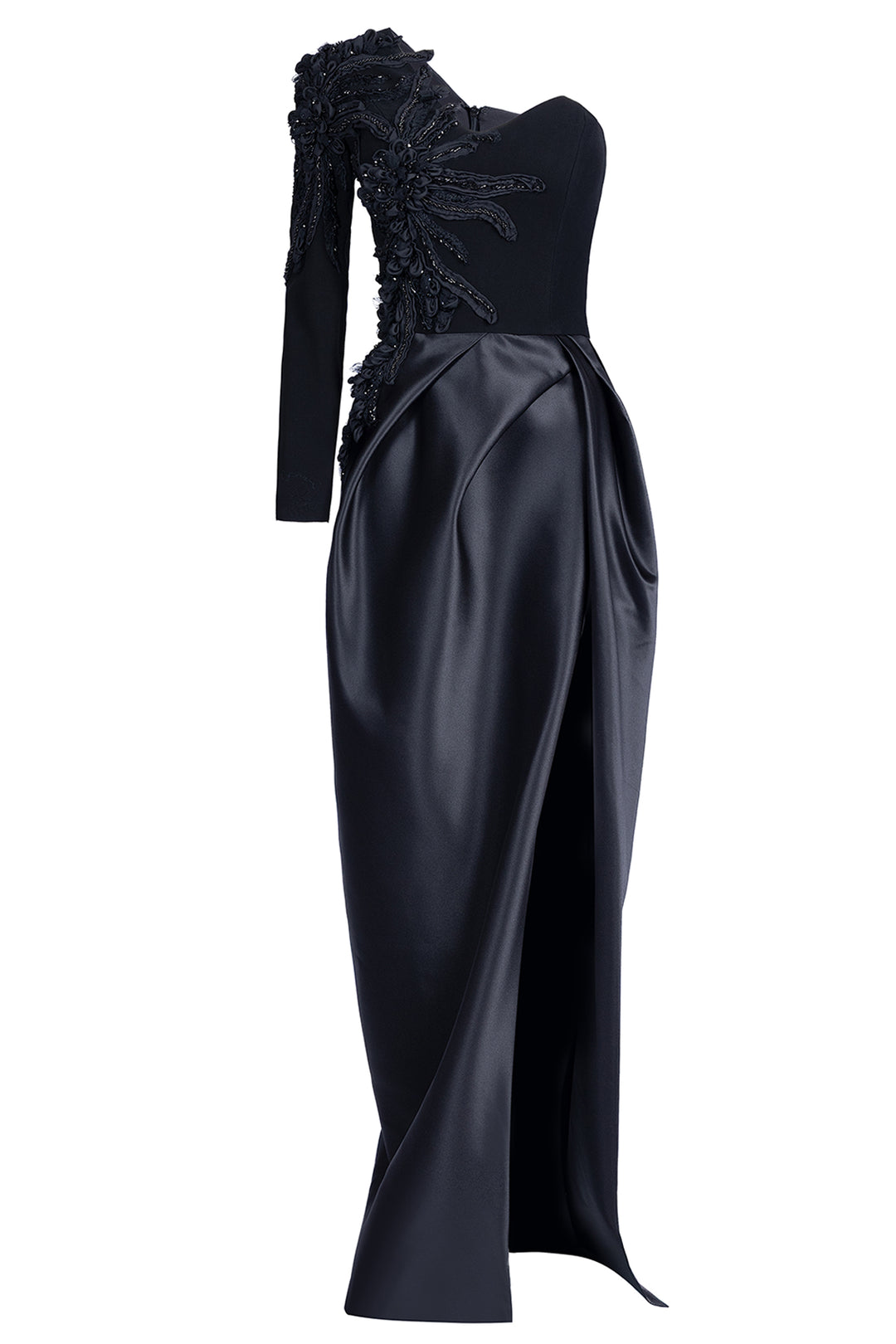Asymmetrical with One-Shoulder Embroidered Dress
