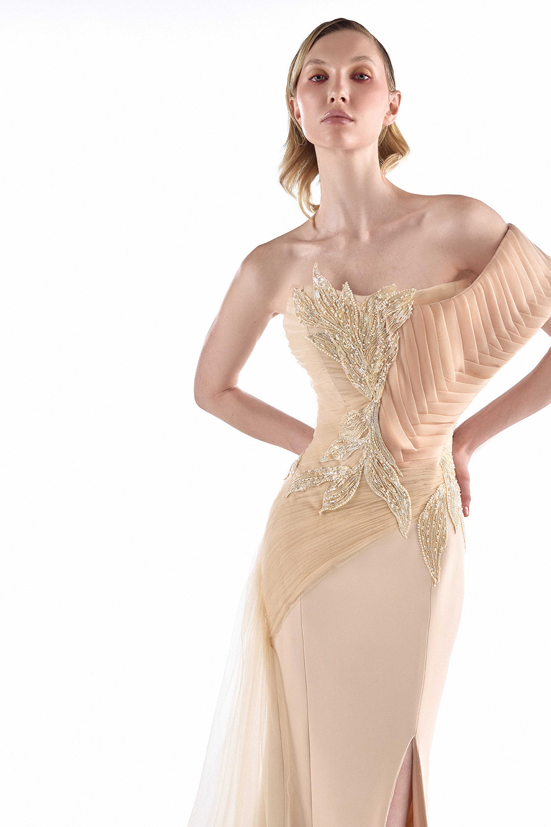 Botanical Lace with Organza and Column Dress
