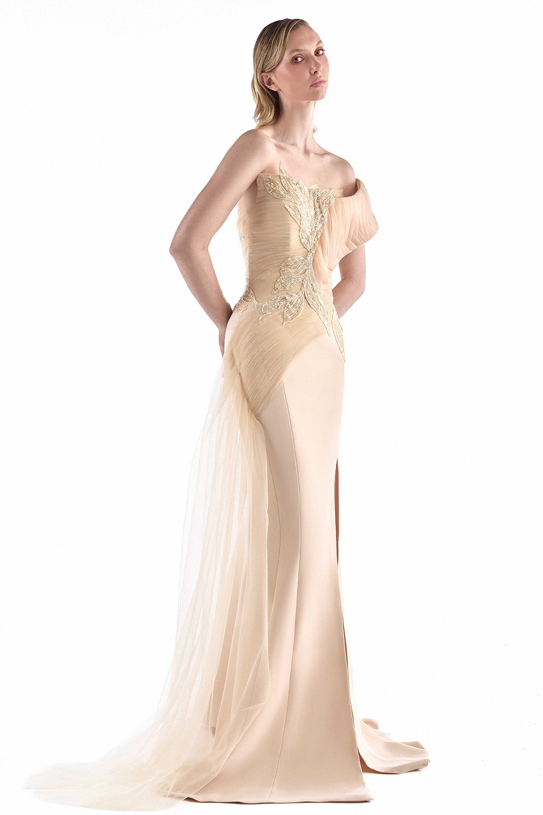Botanical Lace with Organza and Column Dress