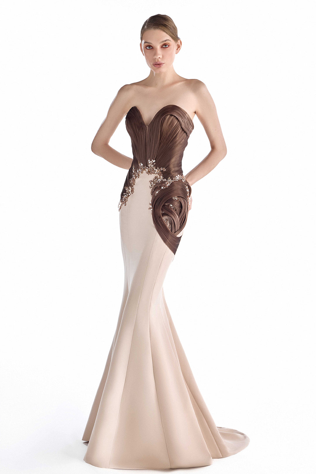 Strapless Sweetheart with Draped Organza Dress