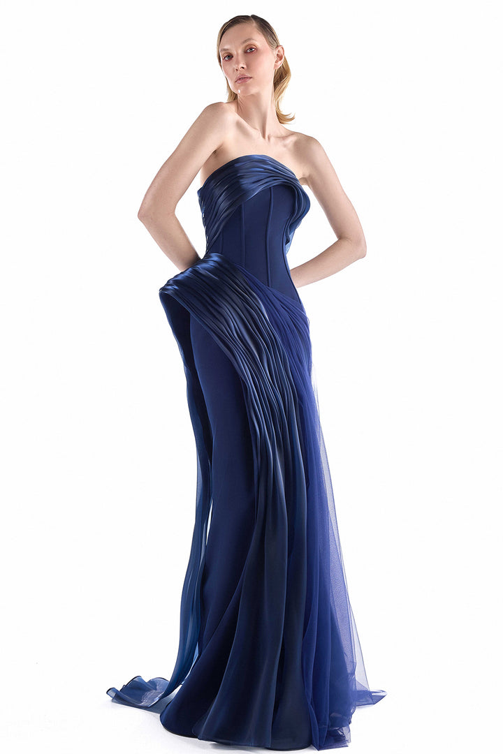 Strapless Cascading with Organza Dress