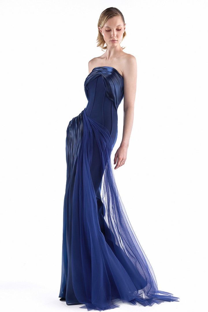Strapless Cascading with Organza Dress