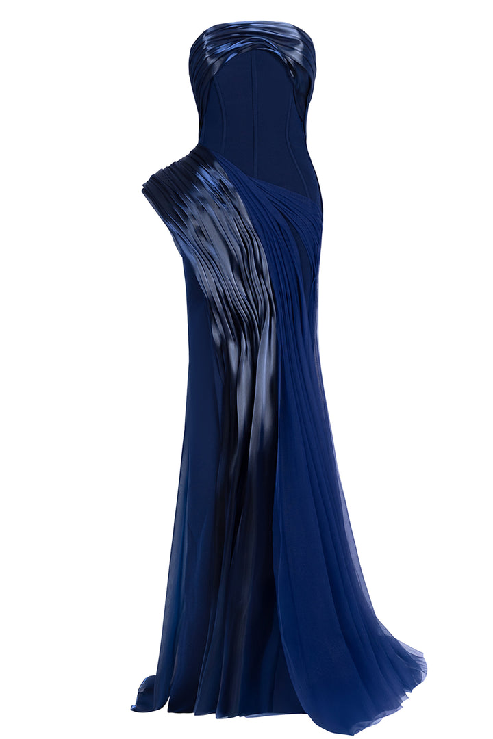 Strapless Cascading with Organza Dress