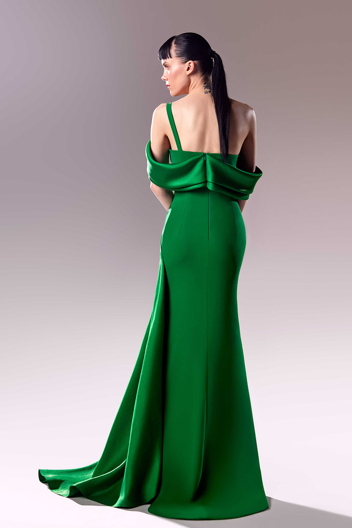 One-Shoulder Crepe Draped Dress