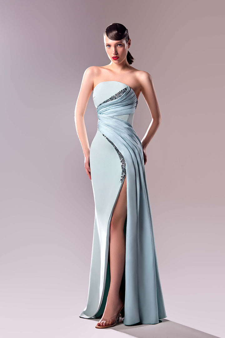 Strapless Fitted Crepe Dress.