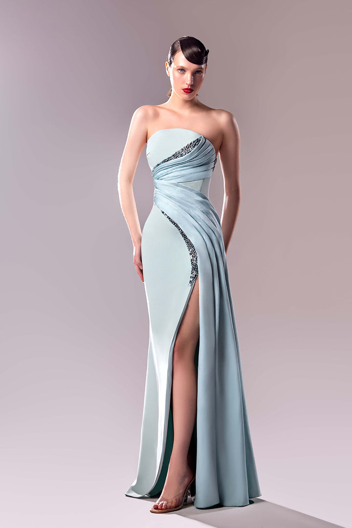 Strapless Fitted Crepe Dress.