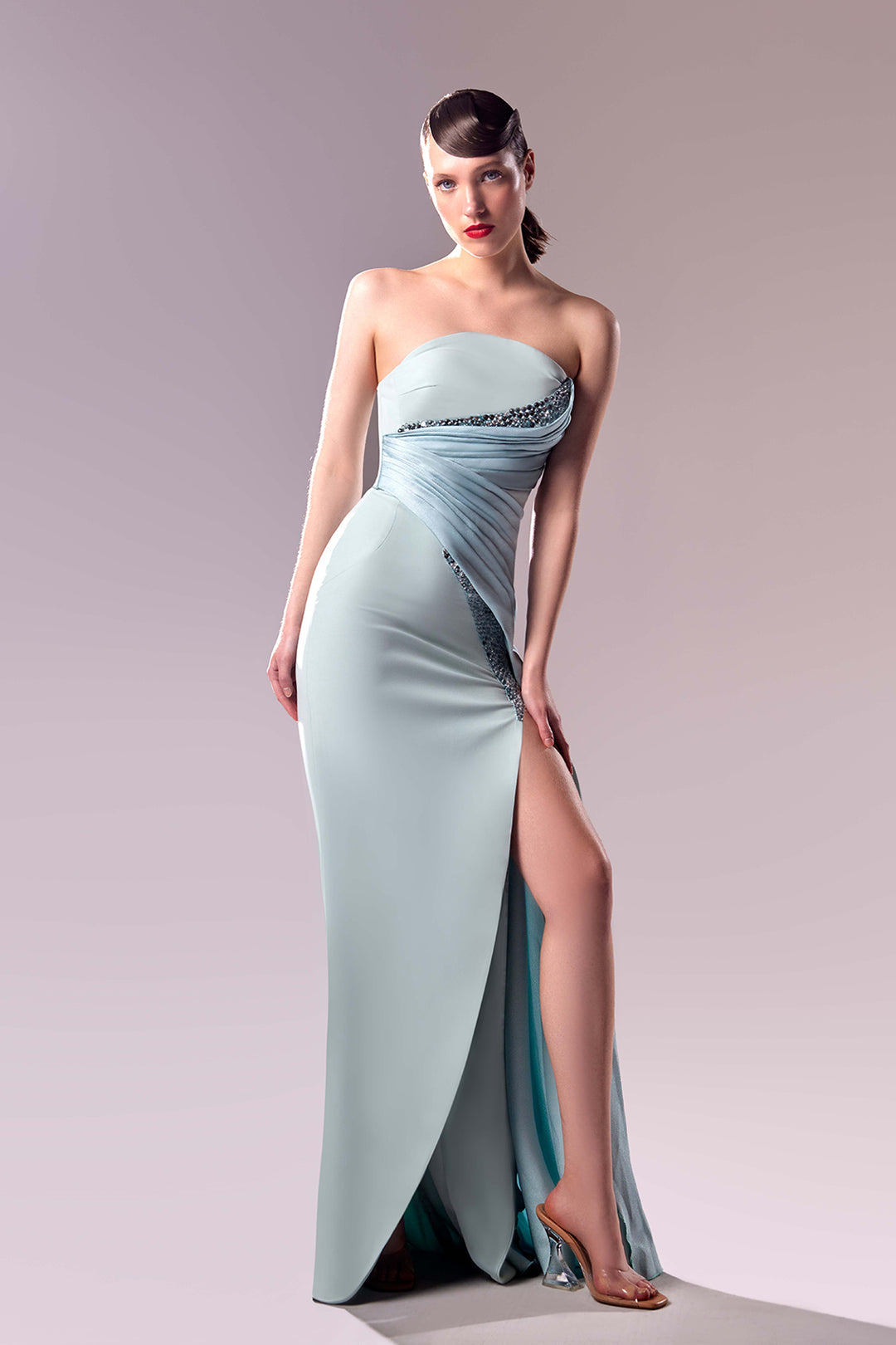 Strapless Fitted Crepe Dress.