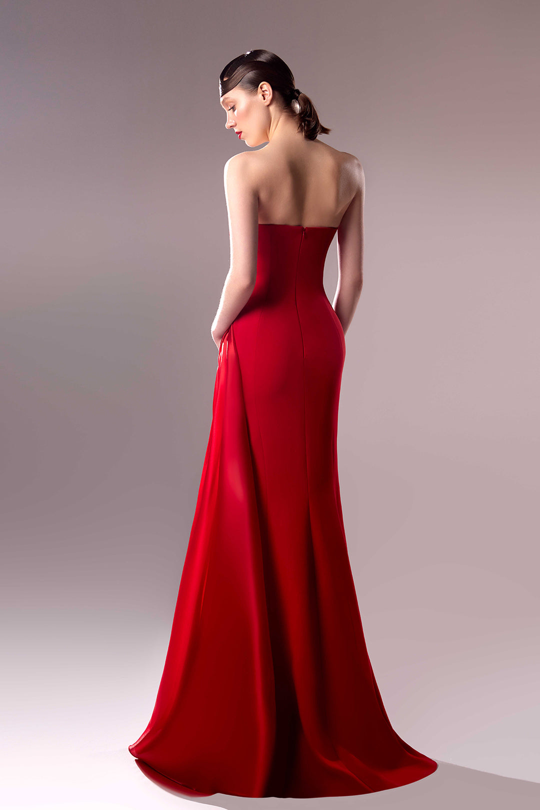 Strapless Draped Crepe Dress