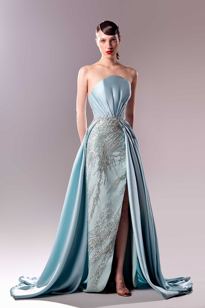 Strapless Fitted Dress with Overskirt