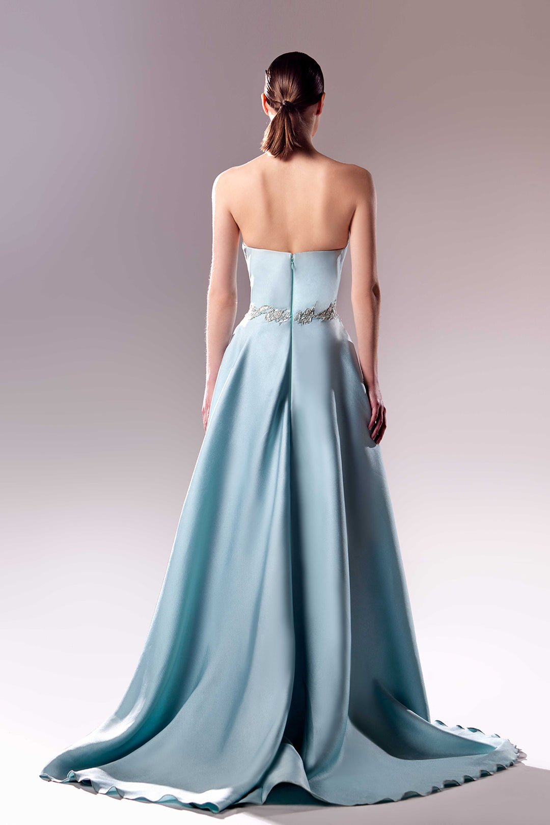 Strapless Fitted Dress with Overskirt