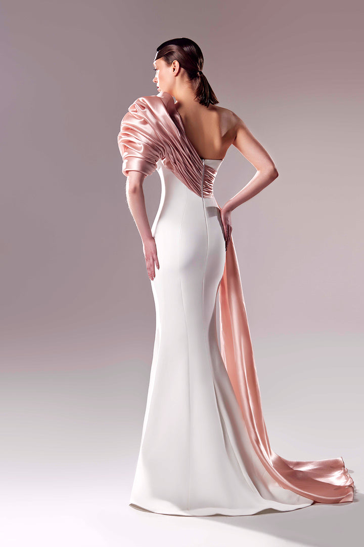 Crepe Mermaid One-Shoulder Dress