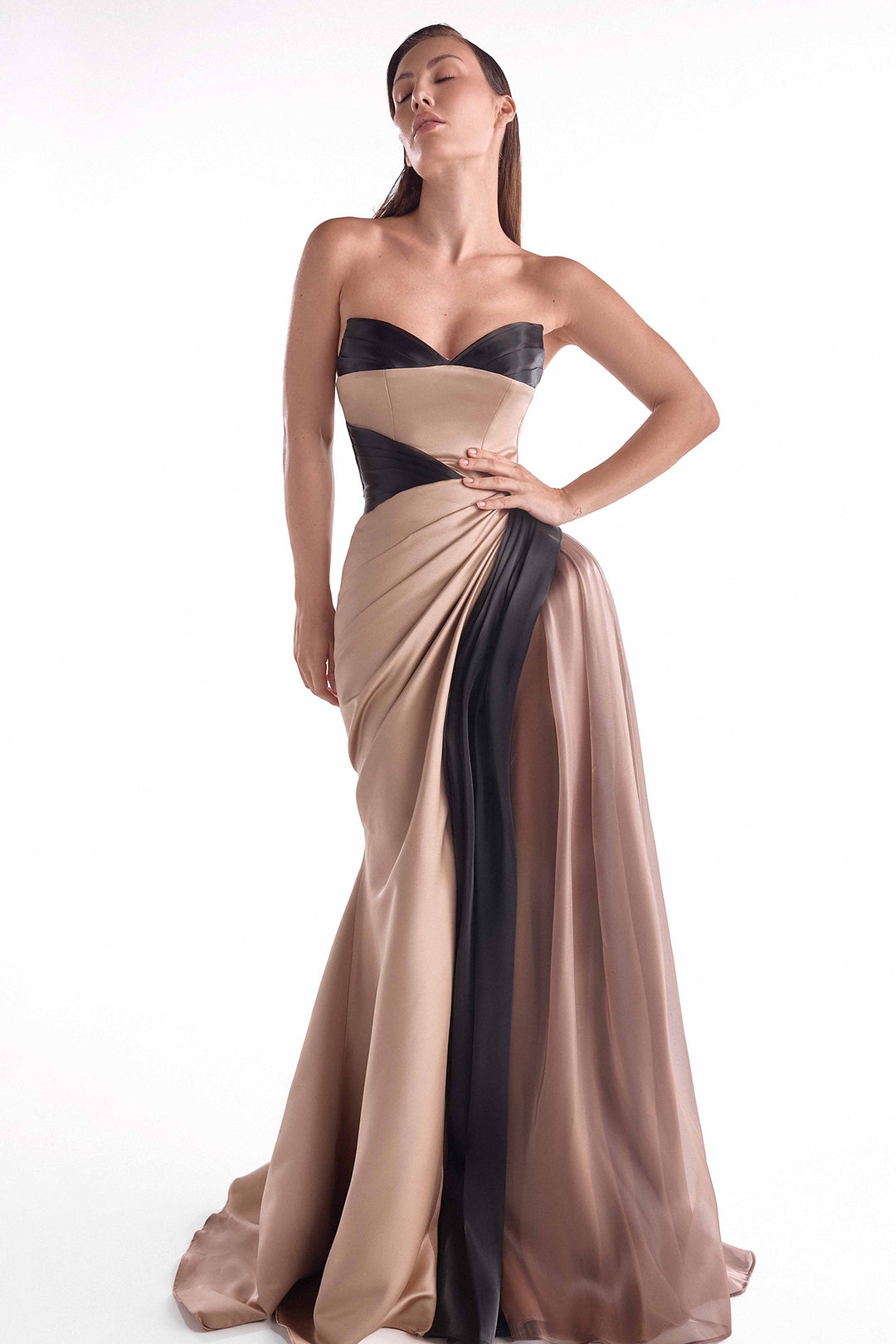 liquid organza dress MNM G2102 Draped Satin Gown
