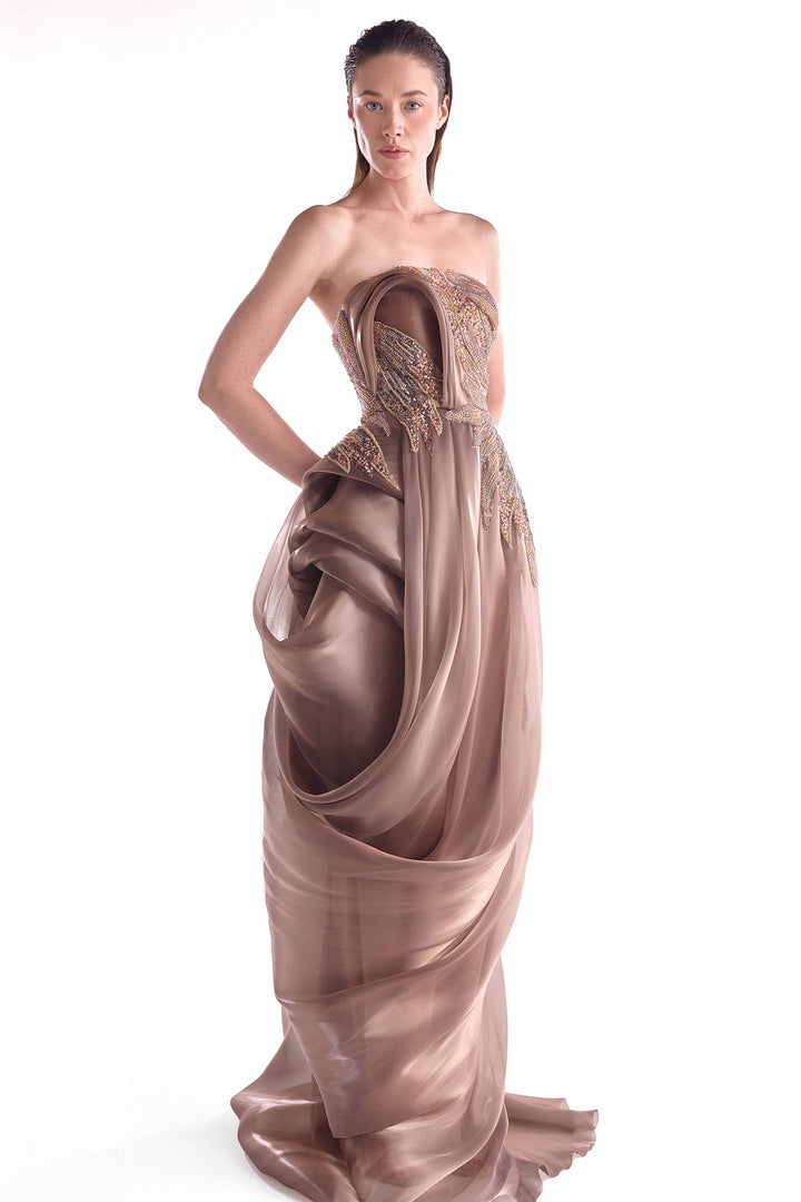Lace Inserts with Fluid Draping Dress