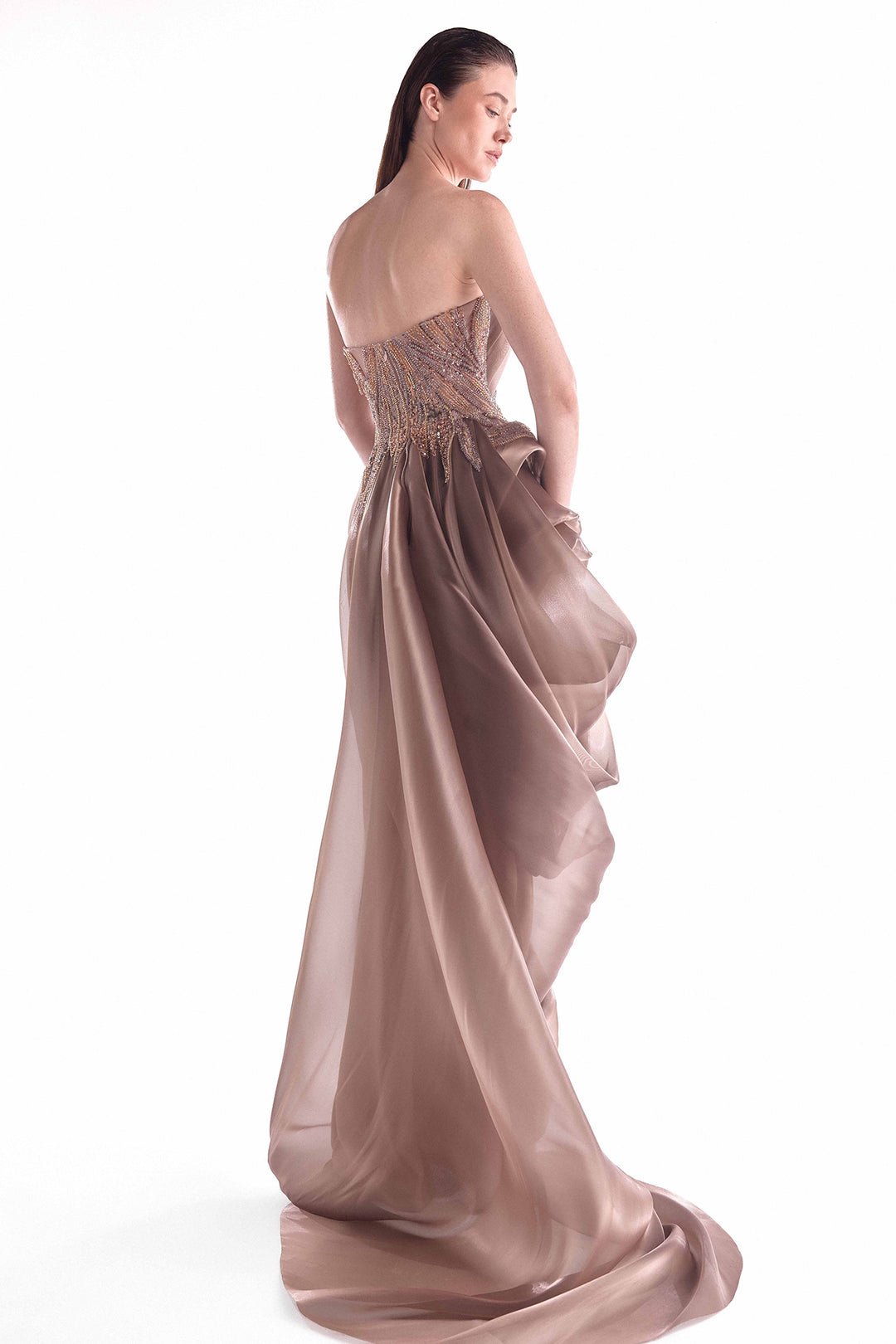 Lace Inserts with Fluid Draping Dress