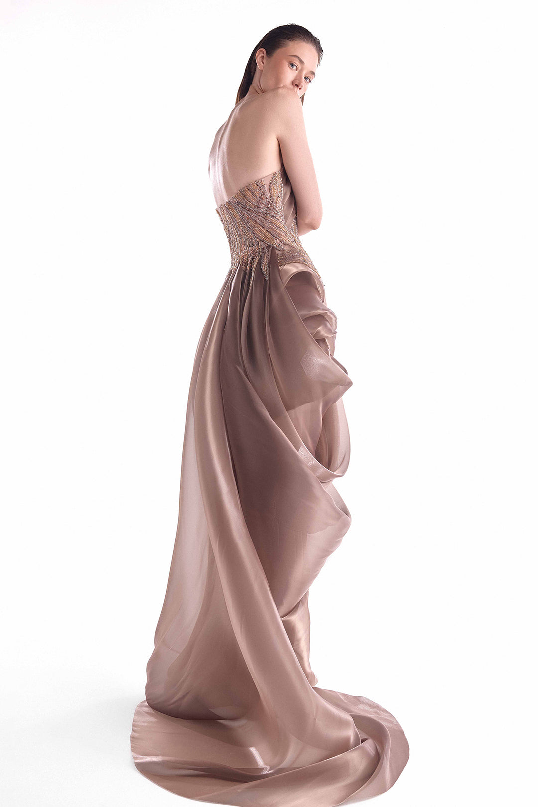 Lace Inserts with Fluid Draping Dress