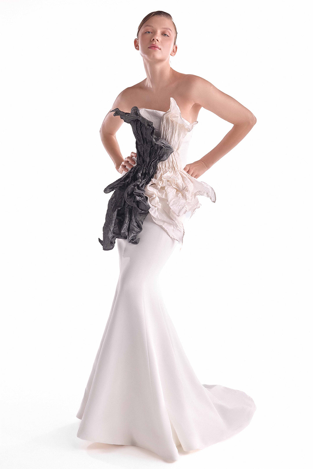Mermaid Dress with Dual-Tone Taffeta Bodice