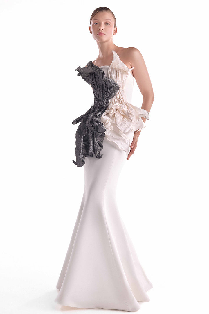 Mermaid Dress with Dual-Tone Taffeta Bodice