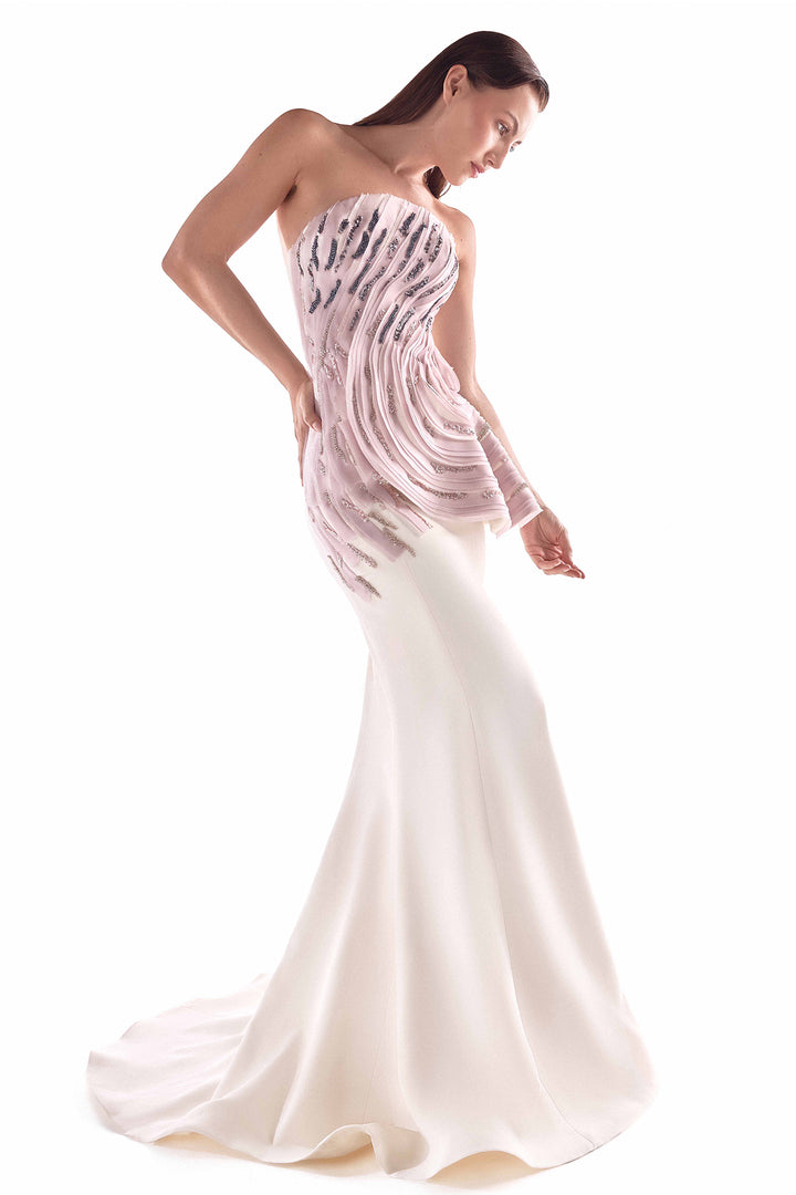 Mermaid Dress with Embroidered Waves
