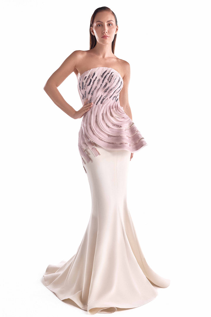 Mermaid Dress with Embroidered Waves