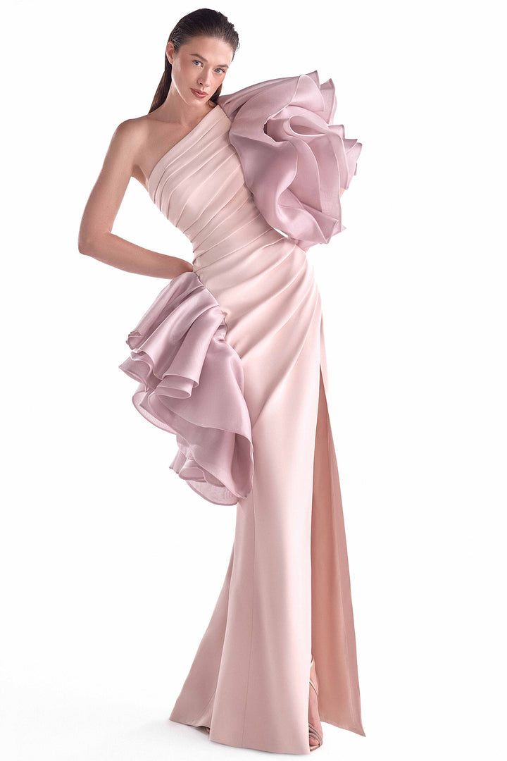 Crepe Dress with Sculptural Organza Flourishes