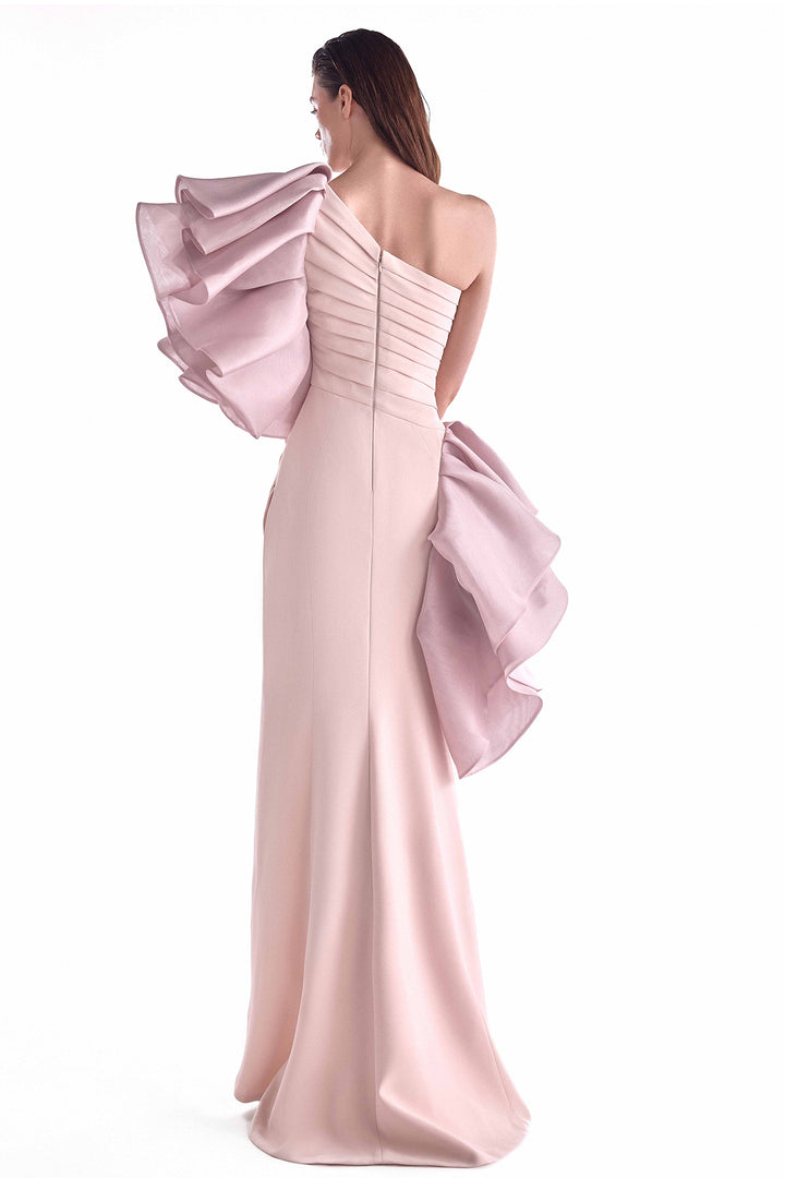 Crepe Dress with Sculptural Organza Flourishes