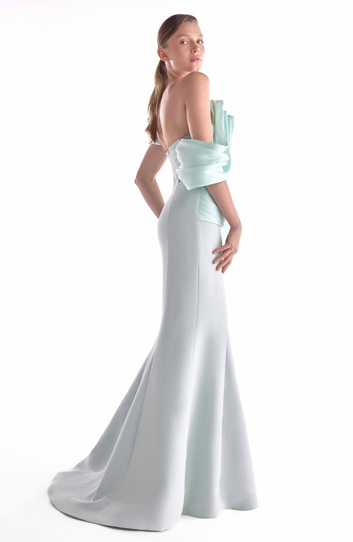 Mermaid Dress with Draped Organza and Pleated Accents