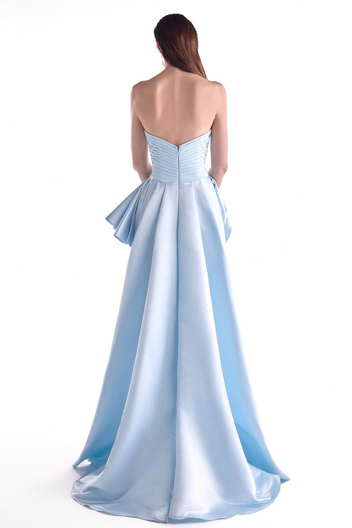 Gown with Pleated Razmir Bodice and Sculptural Peplum Overskirt