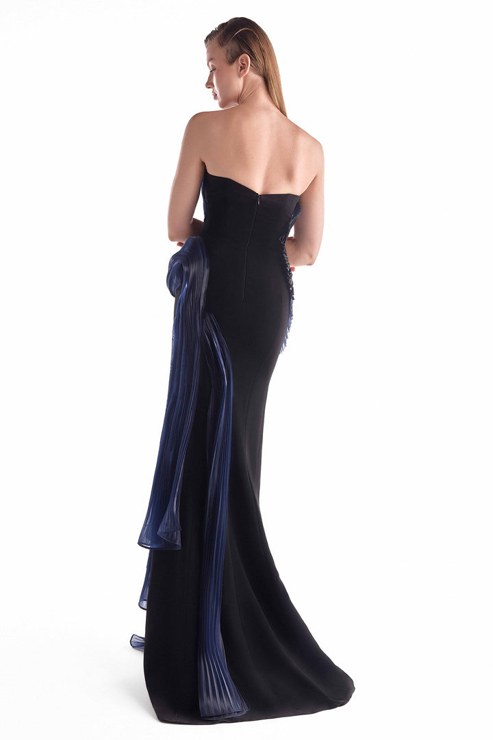 Strapless Dress with Pleated Organza