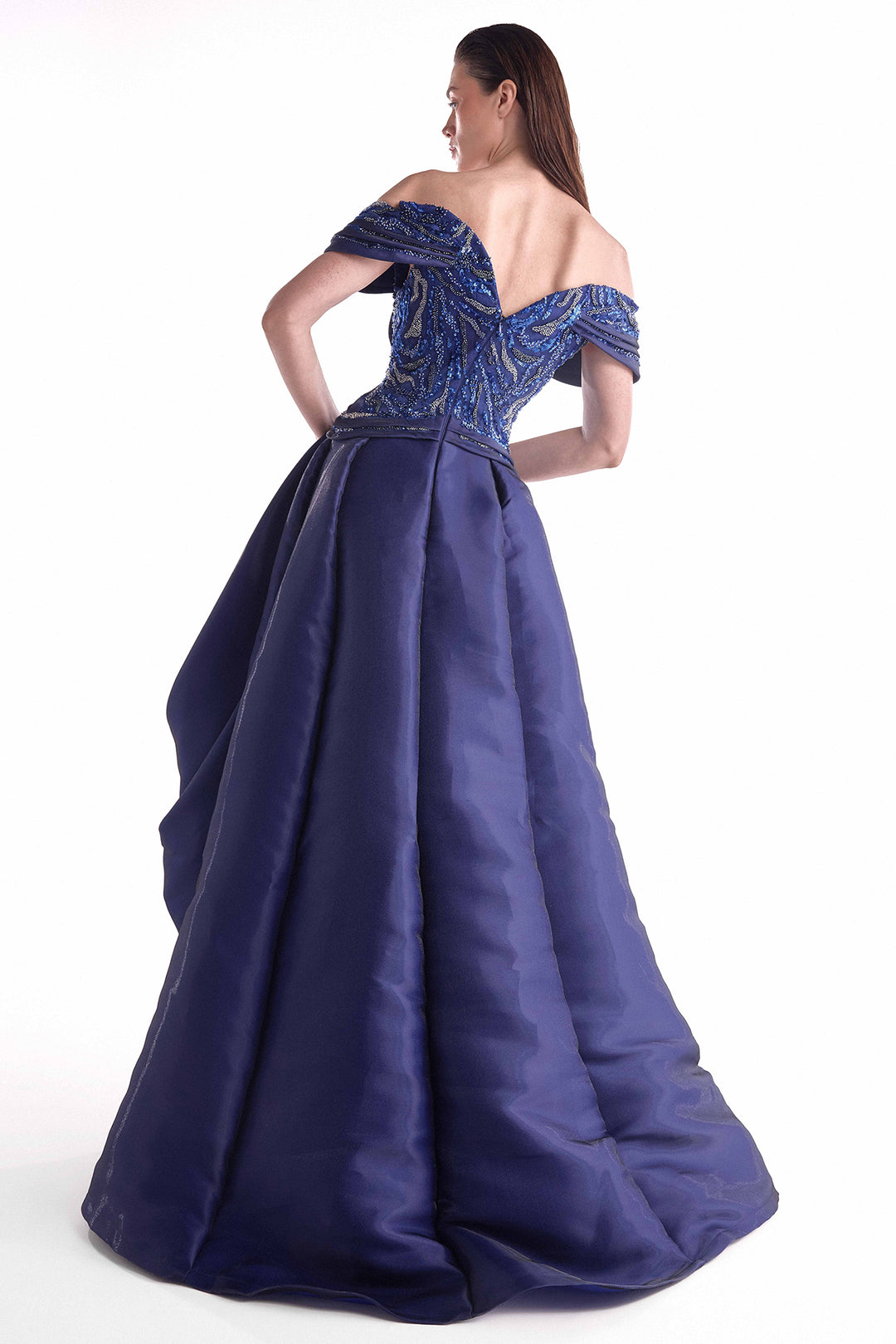 Embellished Organza Dress with Sculpted Bodice