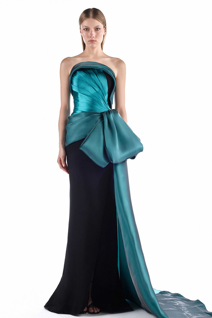 Strapless with Bow-Waist and Column Dress