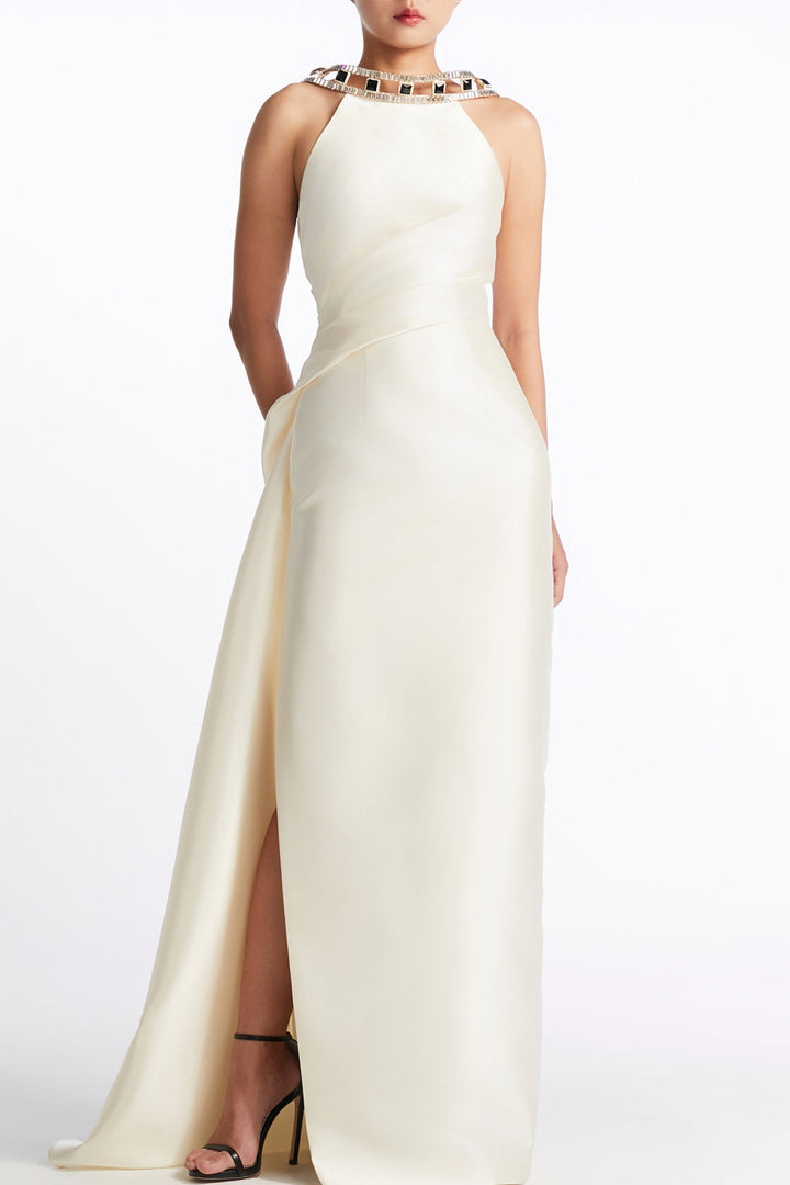 Jewelled Halter with Column Dress