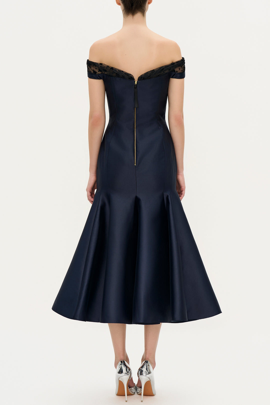 navy mermaid midi dress Ruched Mermaid Midi Dress in Midnight