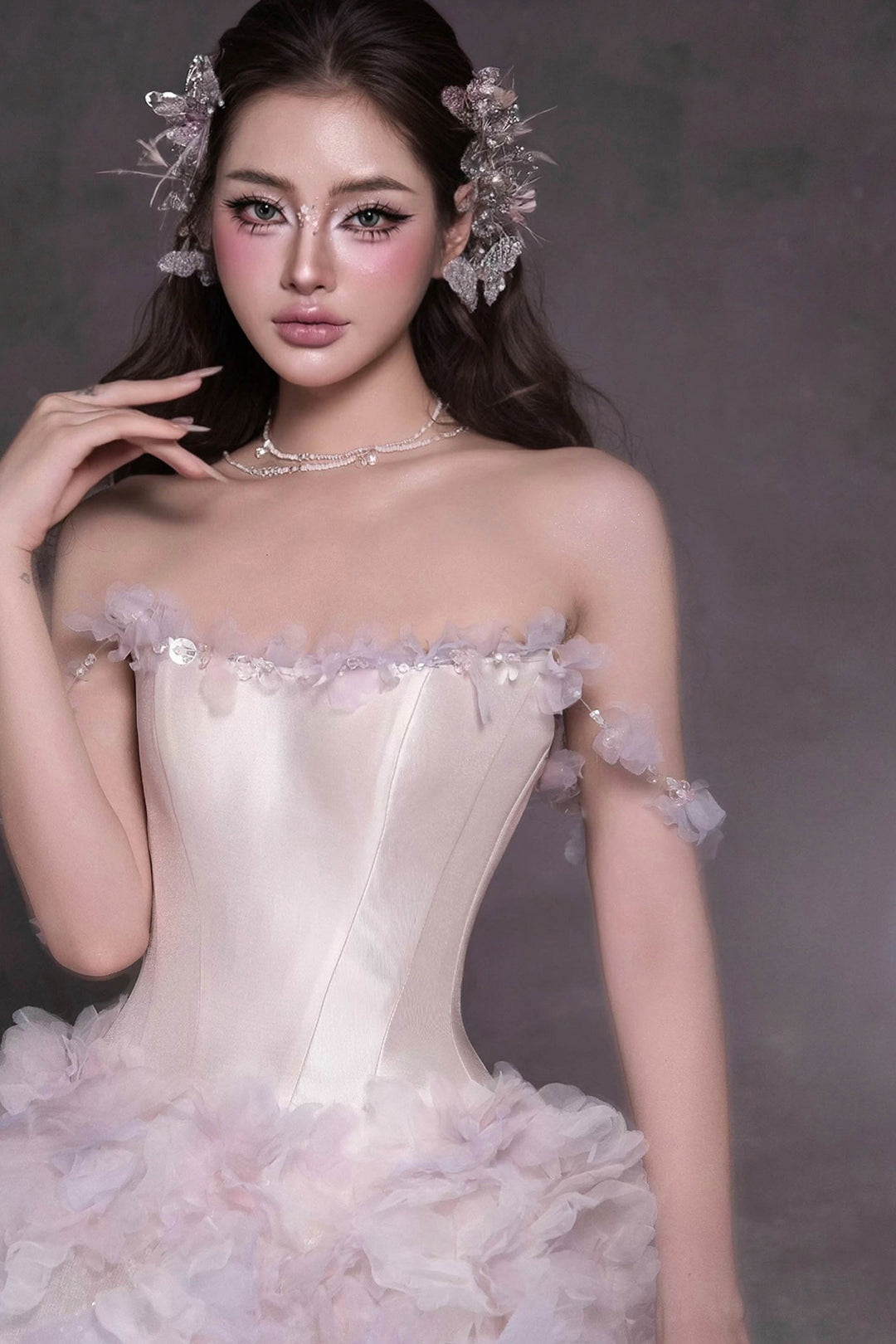 A-Line Dress with Floral Appliqués