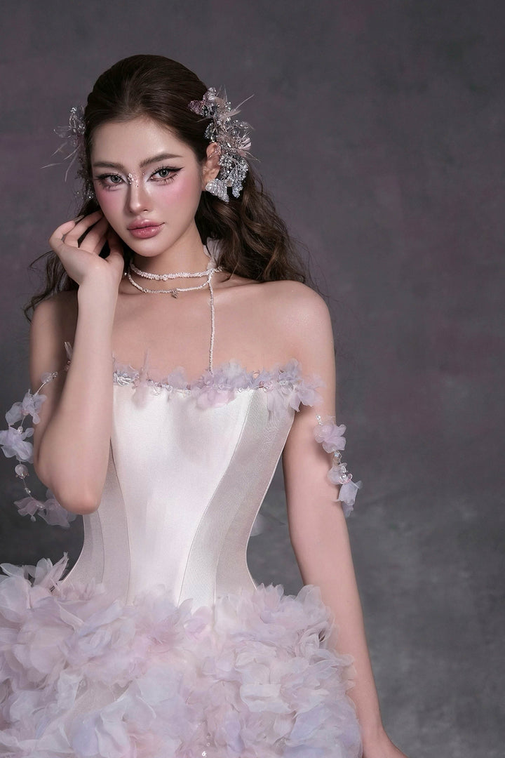 A-Line Dress with Floral Appliqués