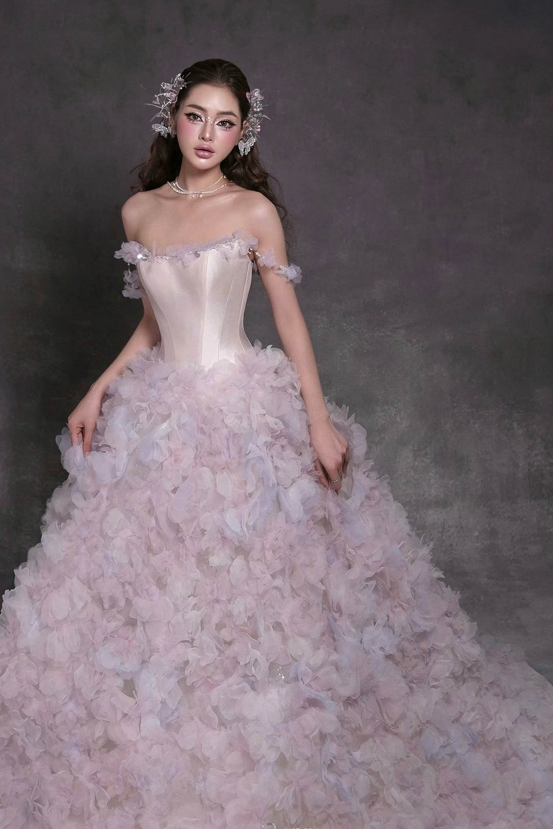 A-Line Dress with Floral Appliqués