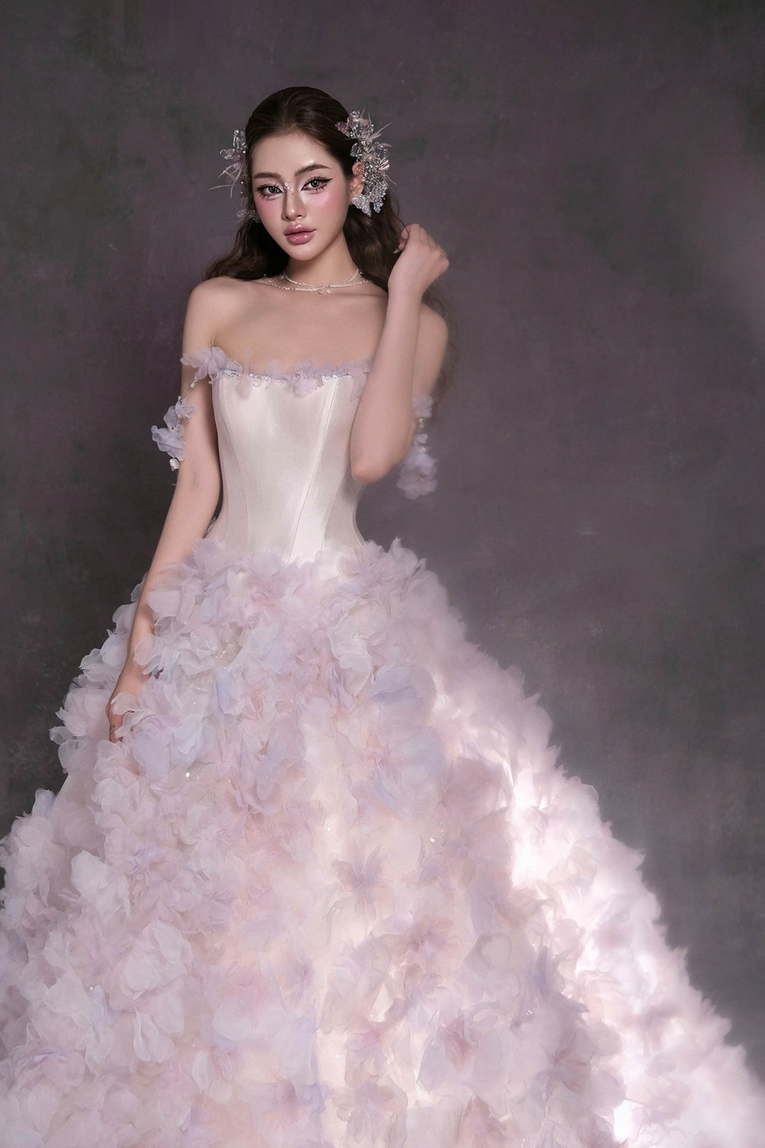 A-Line Dress with Floral Appliqués