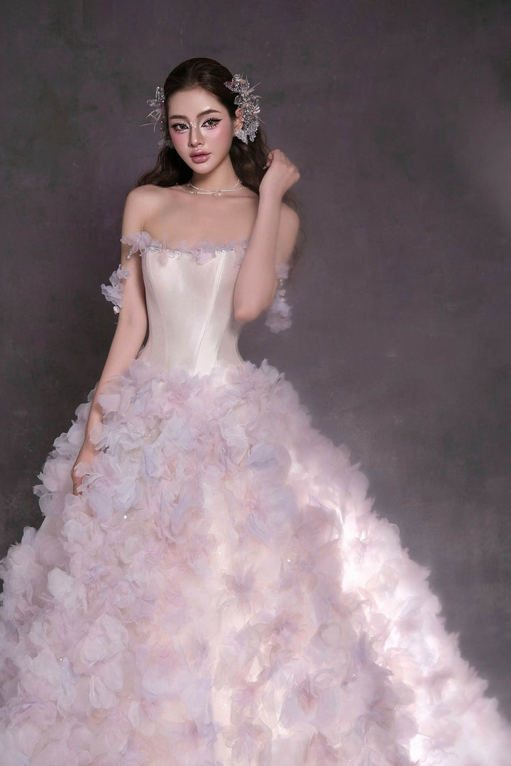 A-Line Dress with Floral Appliqués