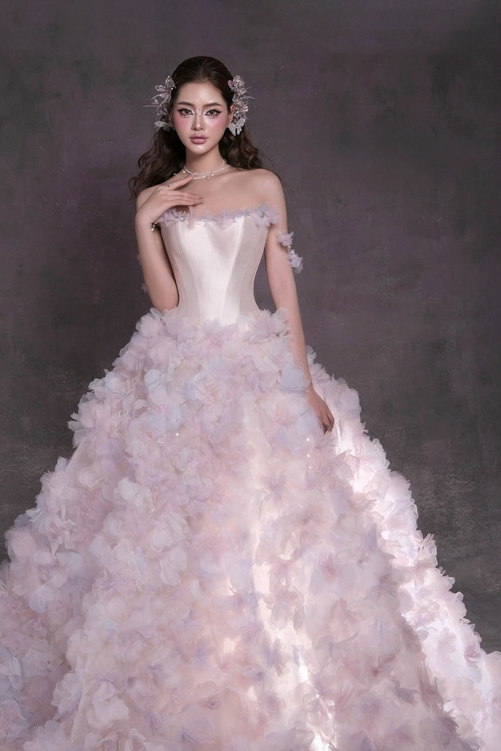 A-Line Dress with Floral Appliqués